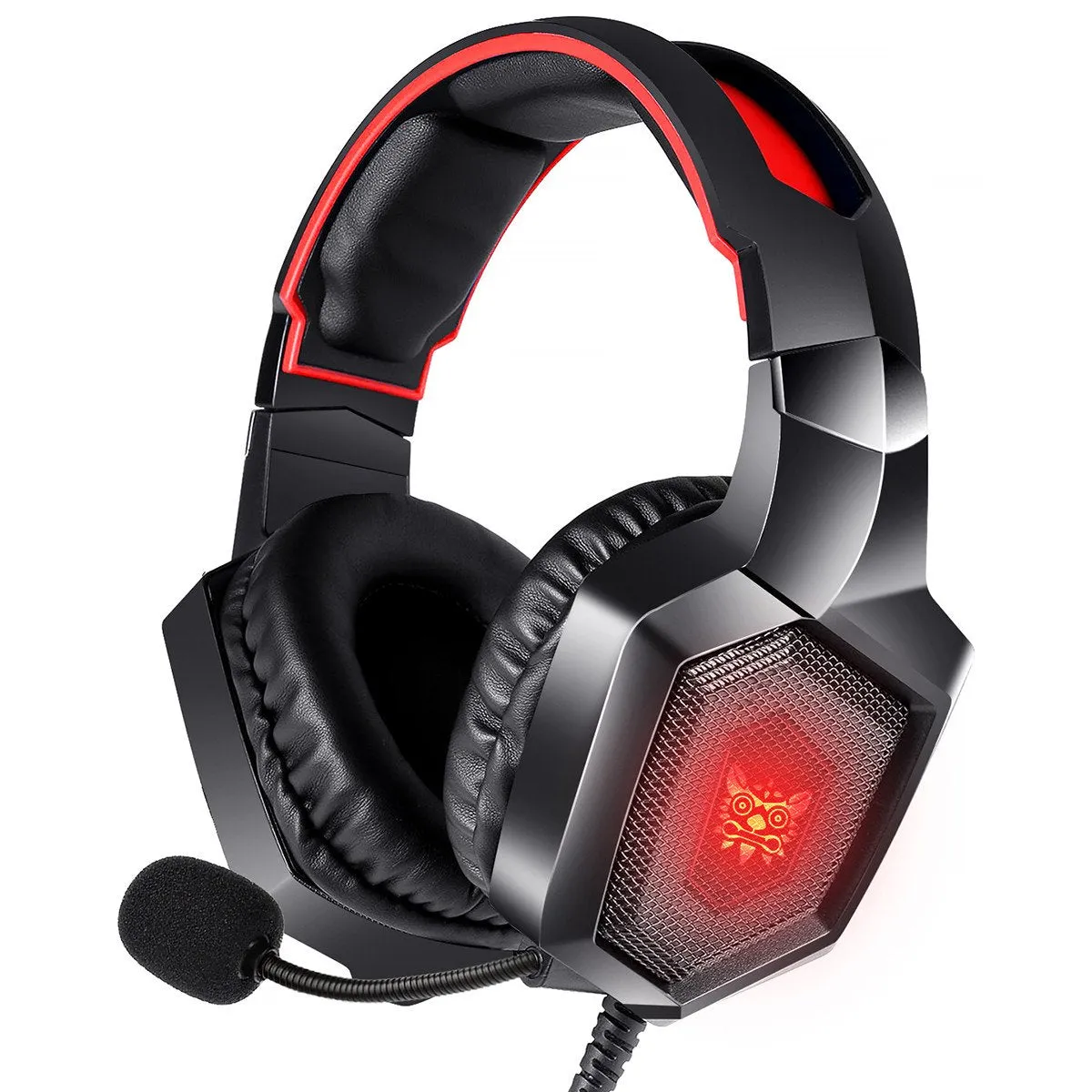 Gaming Headset for PS4 Xbox One PS5 Sega Dreamcast PC PS2 Noise Canceling Over Ear Gaming Headphones with Microphone & LED Light