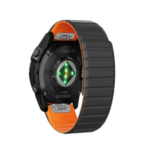 Garmin Descent G1 Magnetic Silicone Dual Color Bracelet with 22mm quick release (joint circumference: 170-230mm) - Black / Orange