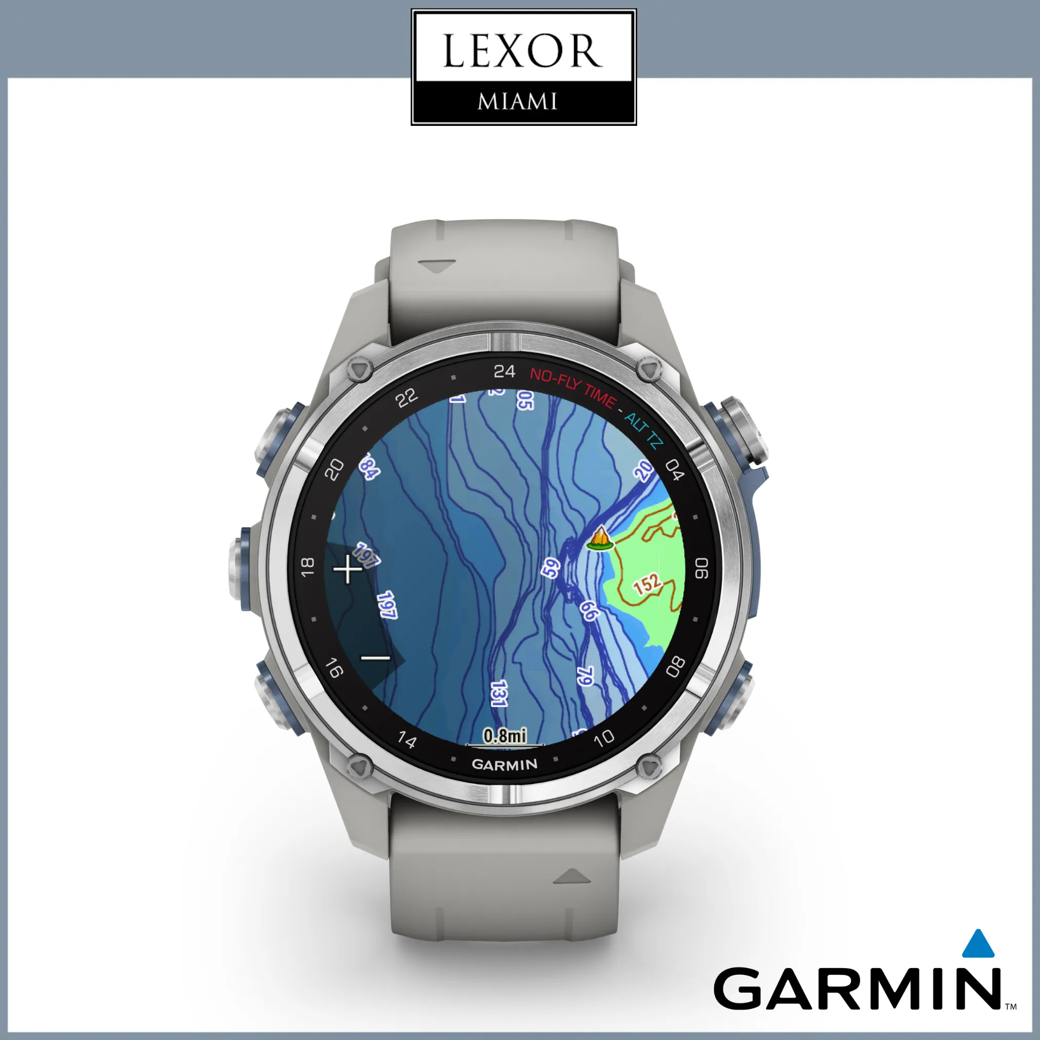 Garmin Descent™ Mk3 – 43 mm, Stainless Steel with Fog Gray Silicone Band 010-02753-03 Watches UPC  753759333027