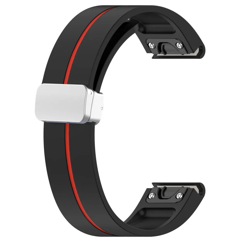 Garmin Fenix 6S Pro Solar Silicone Sports Bracelet with Magnetic Clasp - Black / Red