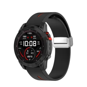 Garmin Fenix 6S Pro Solar Silicone Sports Bracelet with Magnetic Clasp - Black / Red