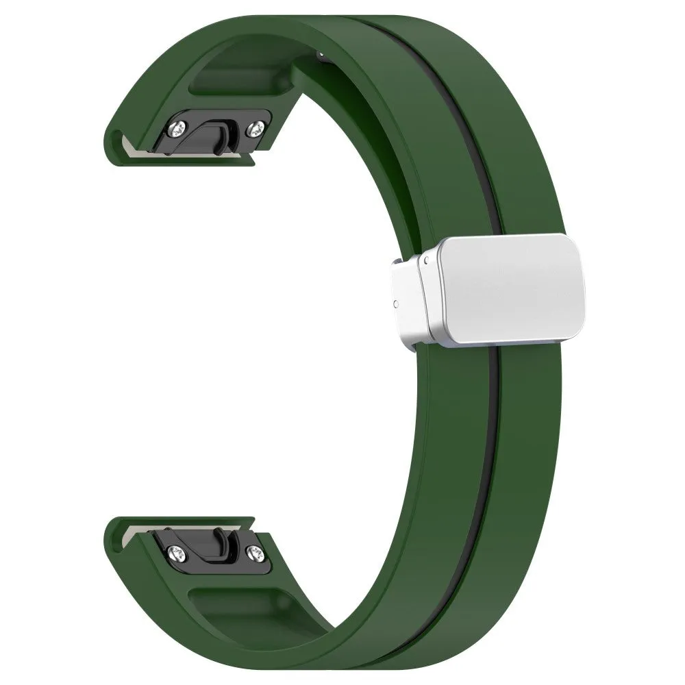 Garmin Fenix 6S Pro Solar Silicone Sports Bracelet with Magnetic Clasp - Dark Green / Black