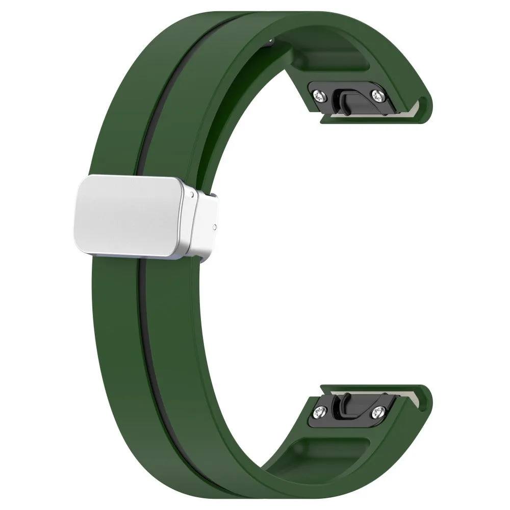 Garmin Fenix 6S Pro Solar Silicone Sports Bracelet with Magnetic Clasp - Dark Green / Black