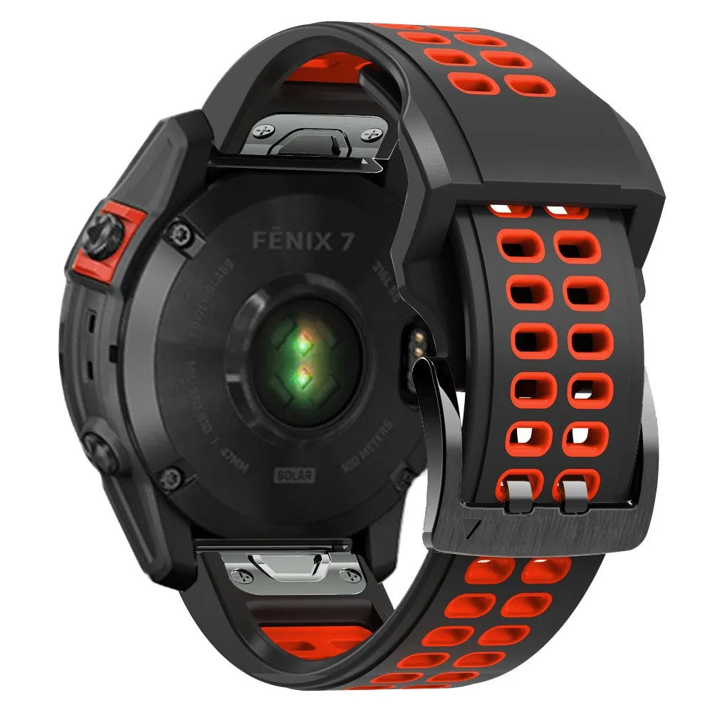 Garmin Fenix 6X Replacement Silicone Bracelet Dual Color (joint circumference: 180-220mm) - Black / Red