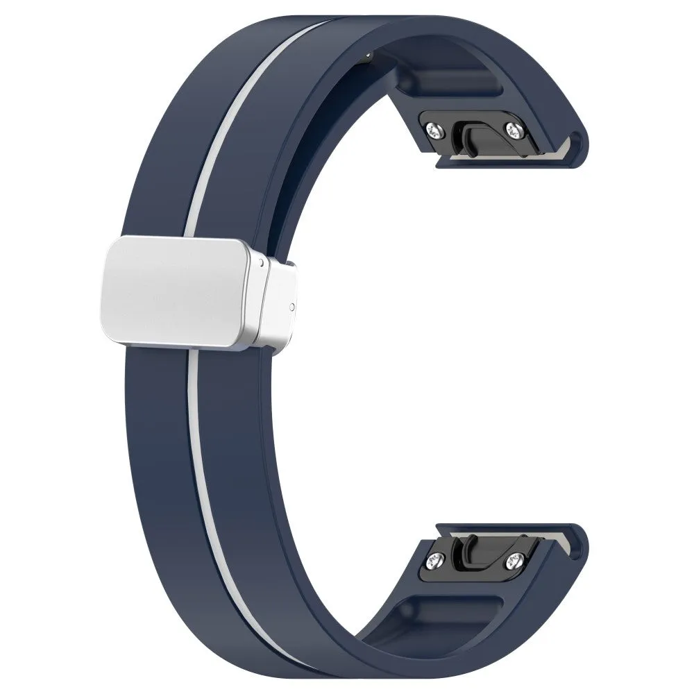 Garmin Fenix 7S Sapphire Silicone Sports Bracelet with Magnetic Clasp - Blue / White