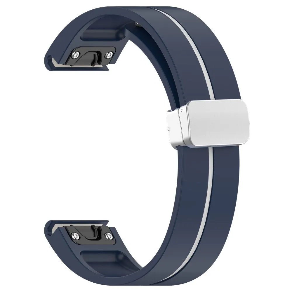 Garmin Fenix 7S Sapphire Silicone Sports Bracelet with Magnetic Clasp - Blue / White