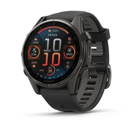 Garmin fenix 8 GPS Watch 43 mm Sapphire Carbon Gray DLC Titanium with Black/Pebble Gray Silicone