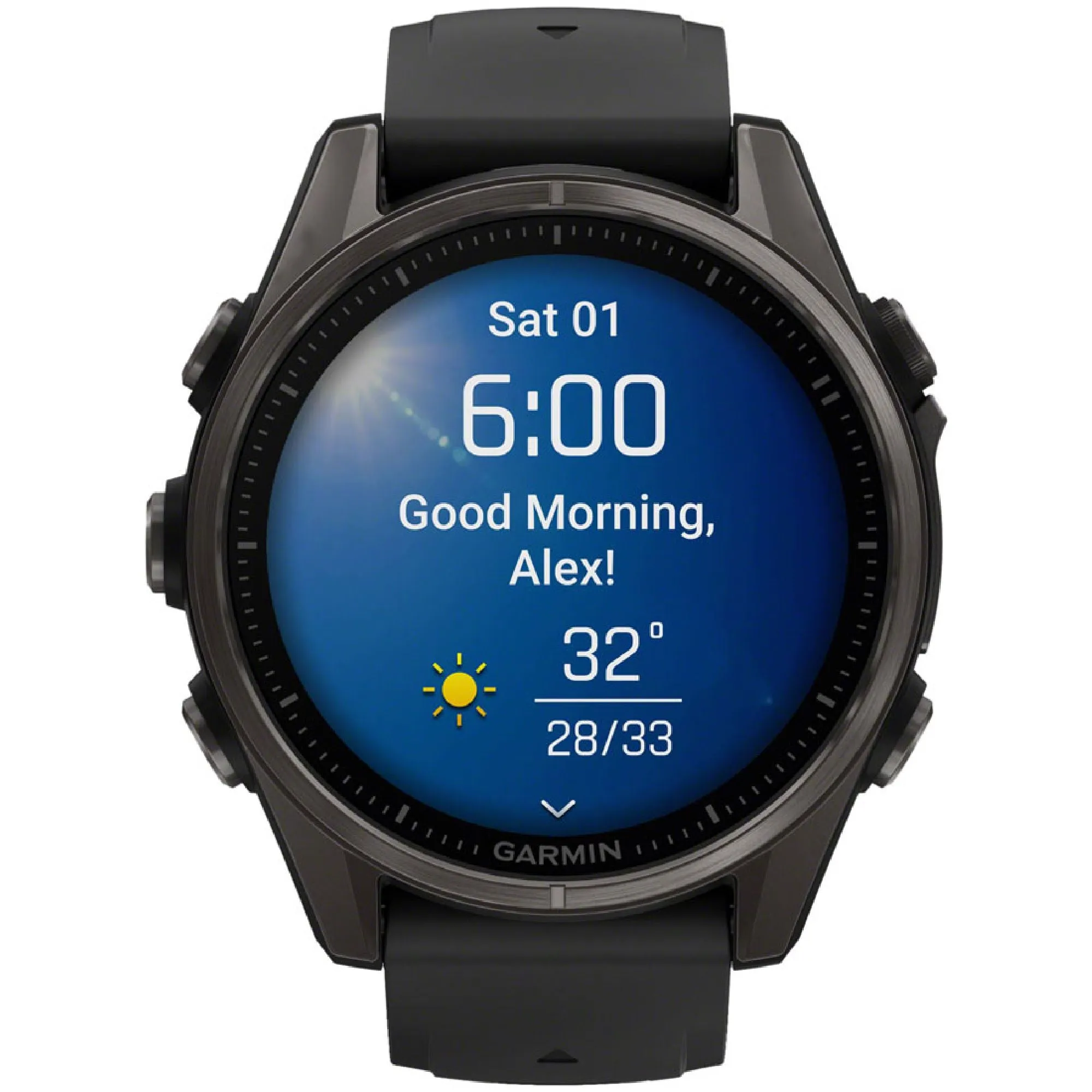 Garmin fenix 8 Smartwatch - 43mm AMOLED Sapphire Carbon Gray DLC Titanium BLK/Pebble Gray Silicone