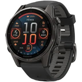 Garmin fenix 8 Smartwatch - 43mm AMOLED Sapphire Carbon Gray DLC Titanium BLK/Pebble Gray Silicone