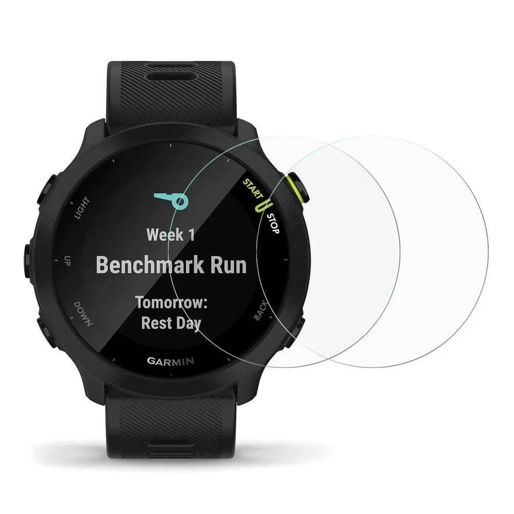 Garmin Forerunner 55 Arc Edge Hærdet Glas Skærmbeskyttelse - 2 Pak - Gennemsigtigt