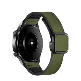 Garmin Venu 2 silicone wristband with synthetic leather layer   magnetic clasp - dark green