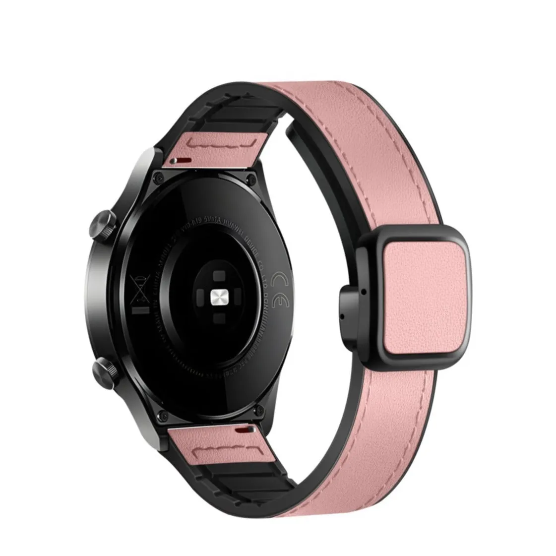 Garmin Vivomove 3 silicone bracelet with synthetic leather layer   magnetic clasp - Pink