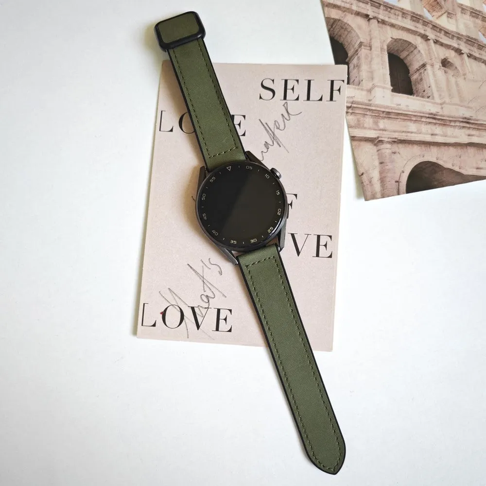 Garmin Vivomove Luxe silicone bracelet with synthetic leather layer   magnetic clasp - dark green