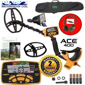 Garrett ACE 400 Metal Detector with DD Waterproof Search Coil and Carry Bag