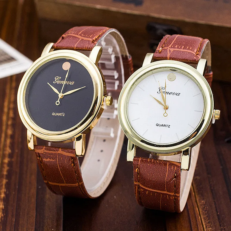 Geneva Watch Fashion Women Wristwatch Casual Luxury Leather Strap Quartz Watches