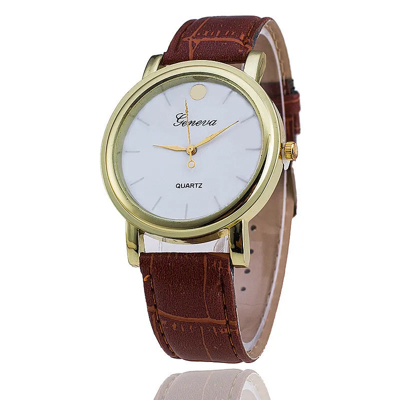 Geneva Watch Fashion Women Wristwatch Casual Luxury Leather Strap Quartz Watches