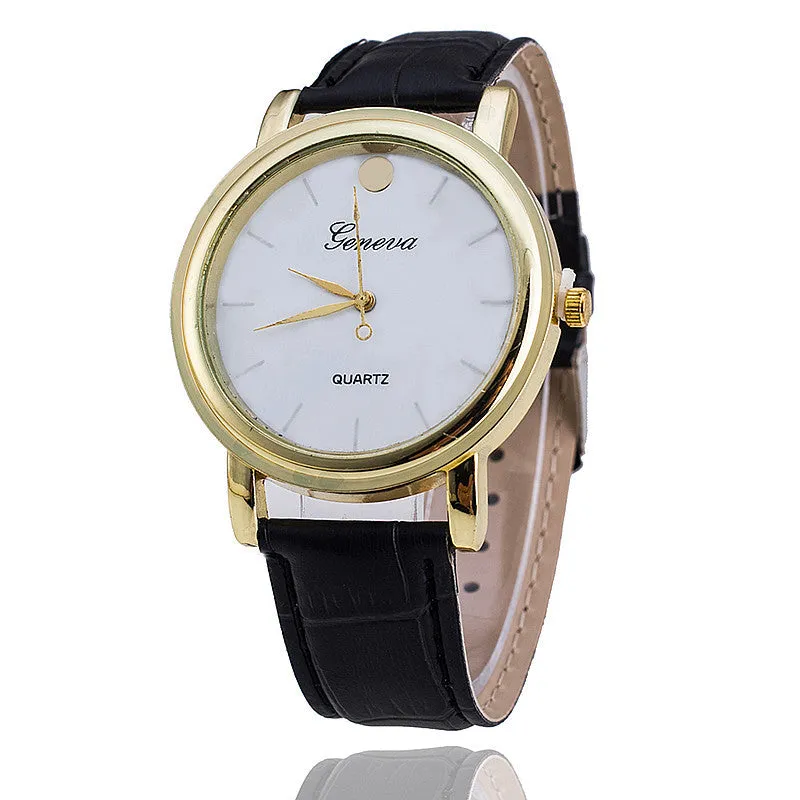 Geneva Watch Fashion Women Wristwatch Casual Luxury Leather Strap Quartz Watches