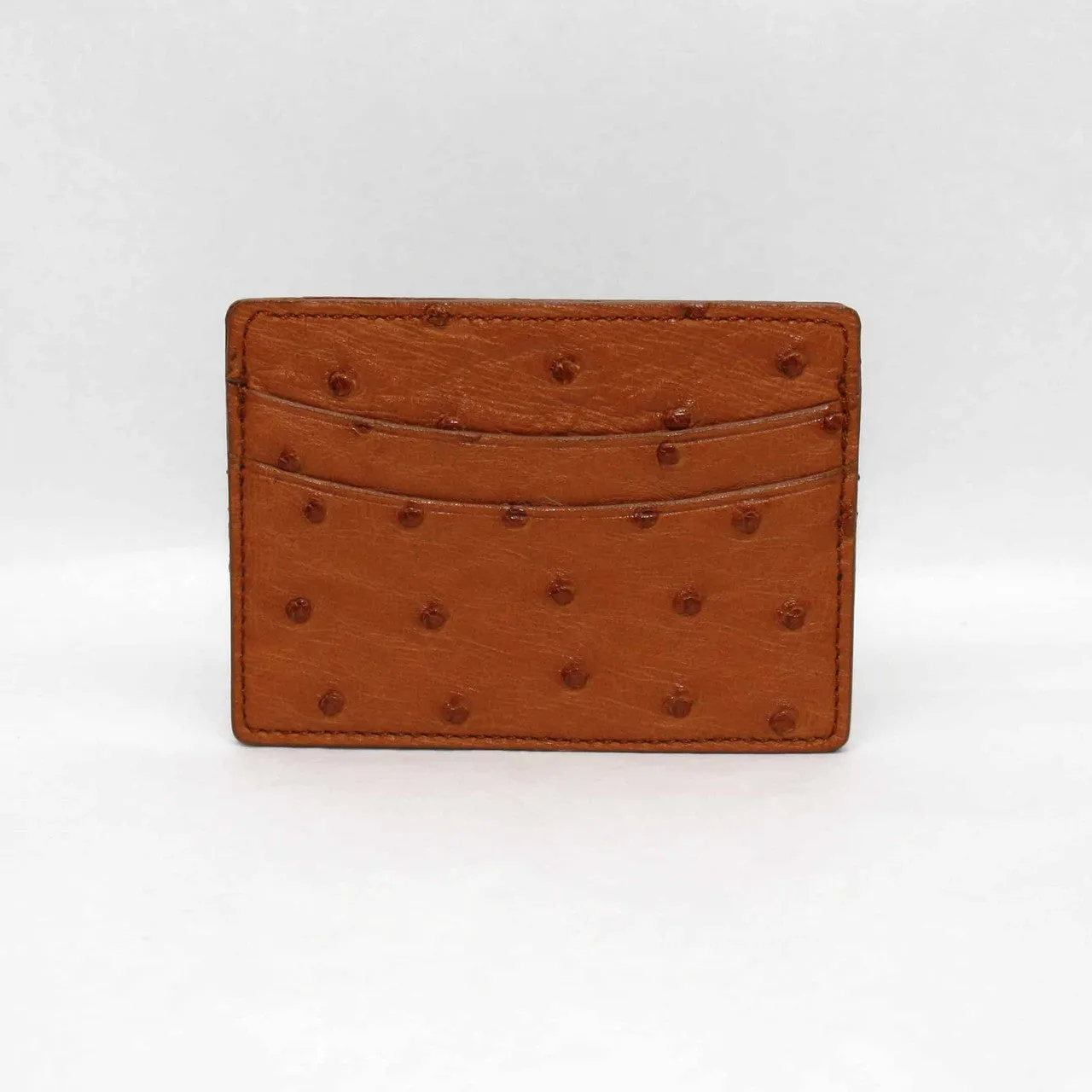 Genuine Ostrich Card Case Saddle