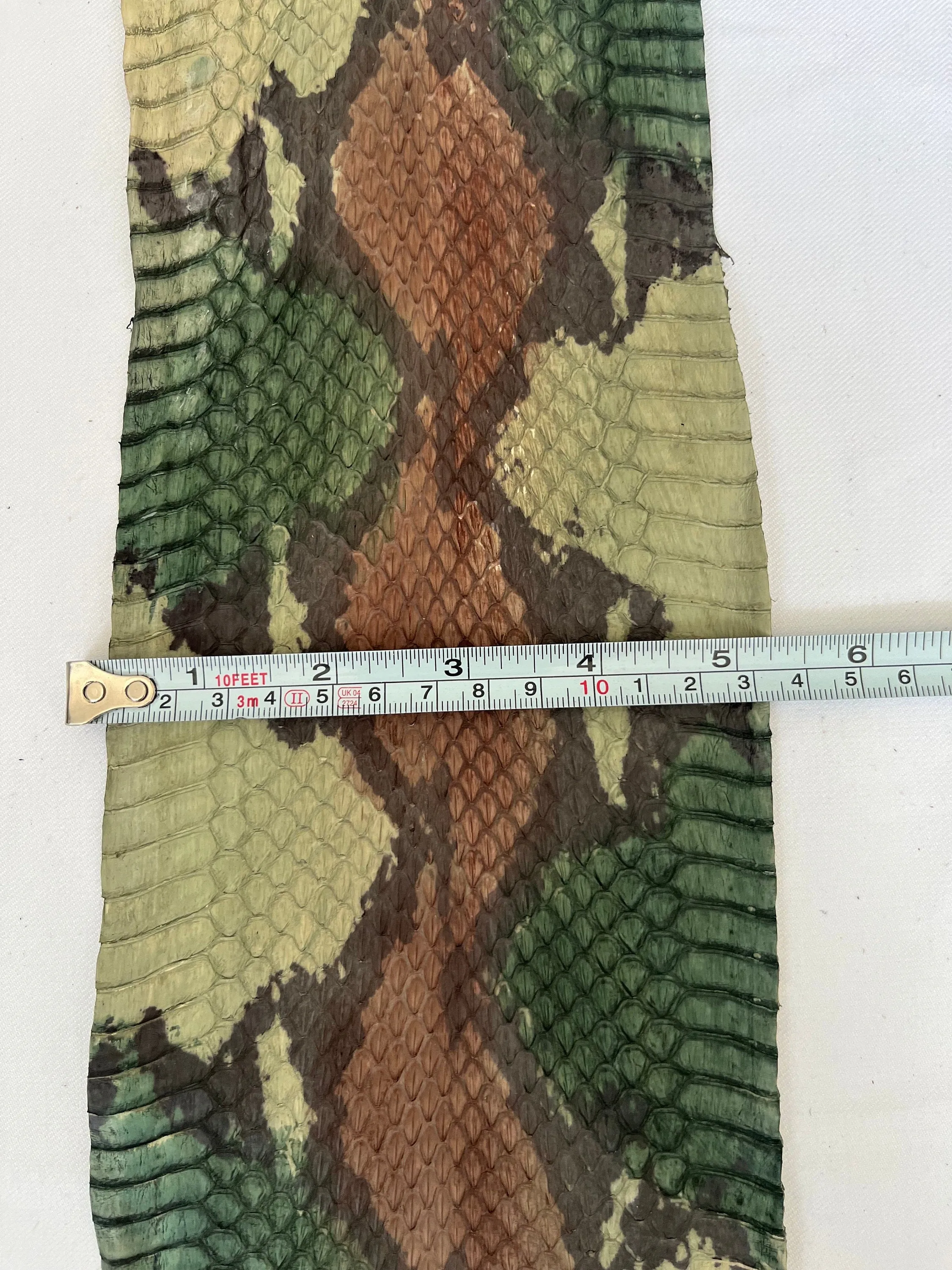 Genuine snake leather hide, thin and glossy color camo, thickness 0,3mm(1 oz)