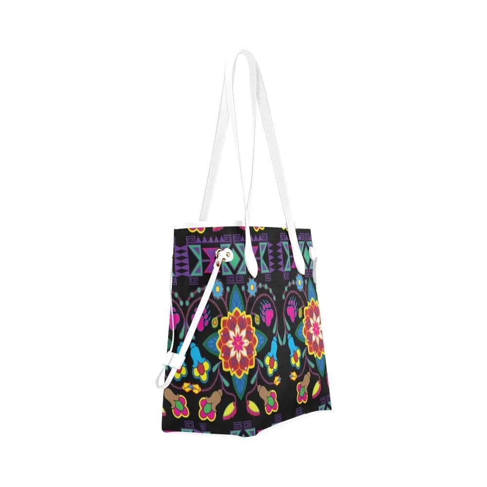 Geometric Floral Winter - Black Clover Canvas Tote Bag