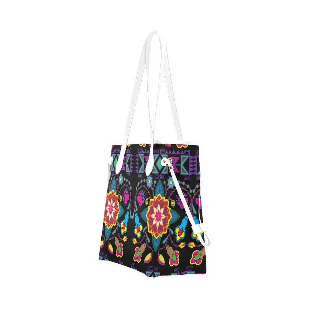 Geometric Floral Winter - Black Clover Canvas Tote Bag