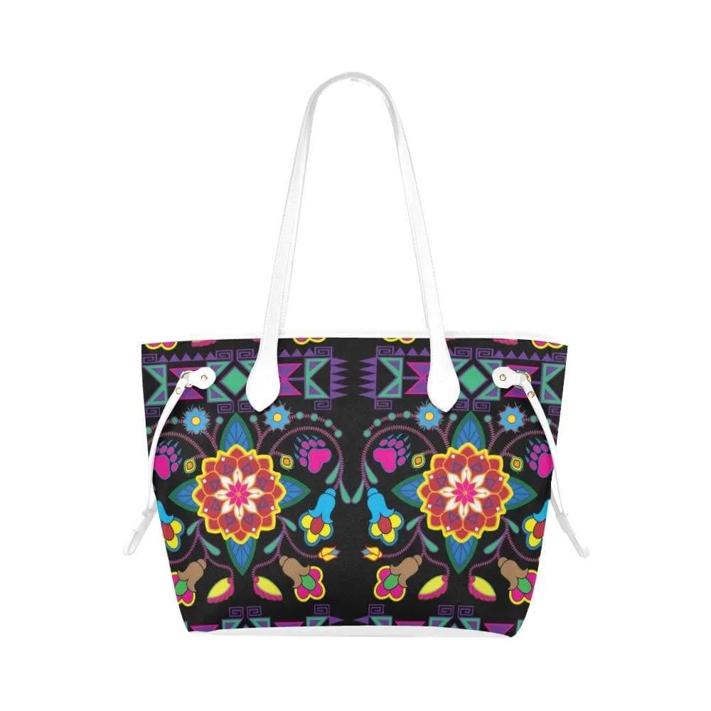 Geometric Floral Winter - Black Clover Canvas Tote Bag