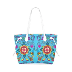 Geometric Floral Winter - Sky Blue Clover Canvas Tote Bag