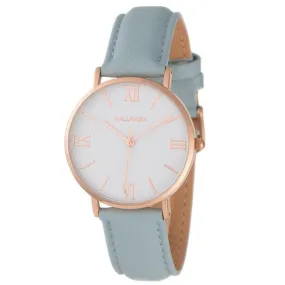 Hallmark Ladies Leather Blue Strap White Dial Watch