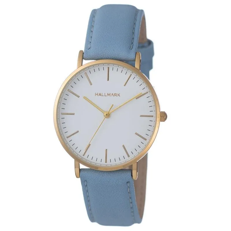 Hallmark Ladies Leather Dusk Strap White Dial Watch