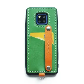 Handmade Green Leather Huawei Mate 20 Pro Case with Card Holder CONTRAST COLOR Huawei Mate 20 Pro Leather Case