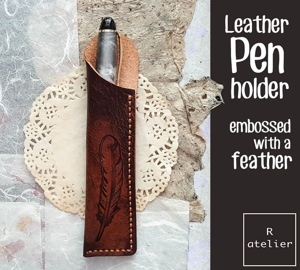 Handmade Leather Pen Holder / Sleeve (FREE SHIP)