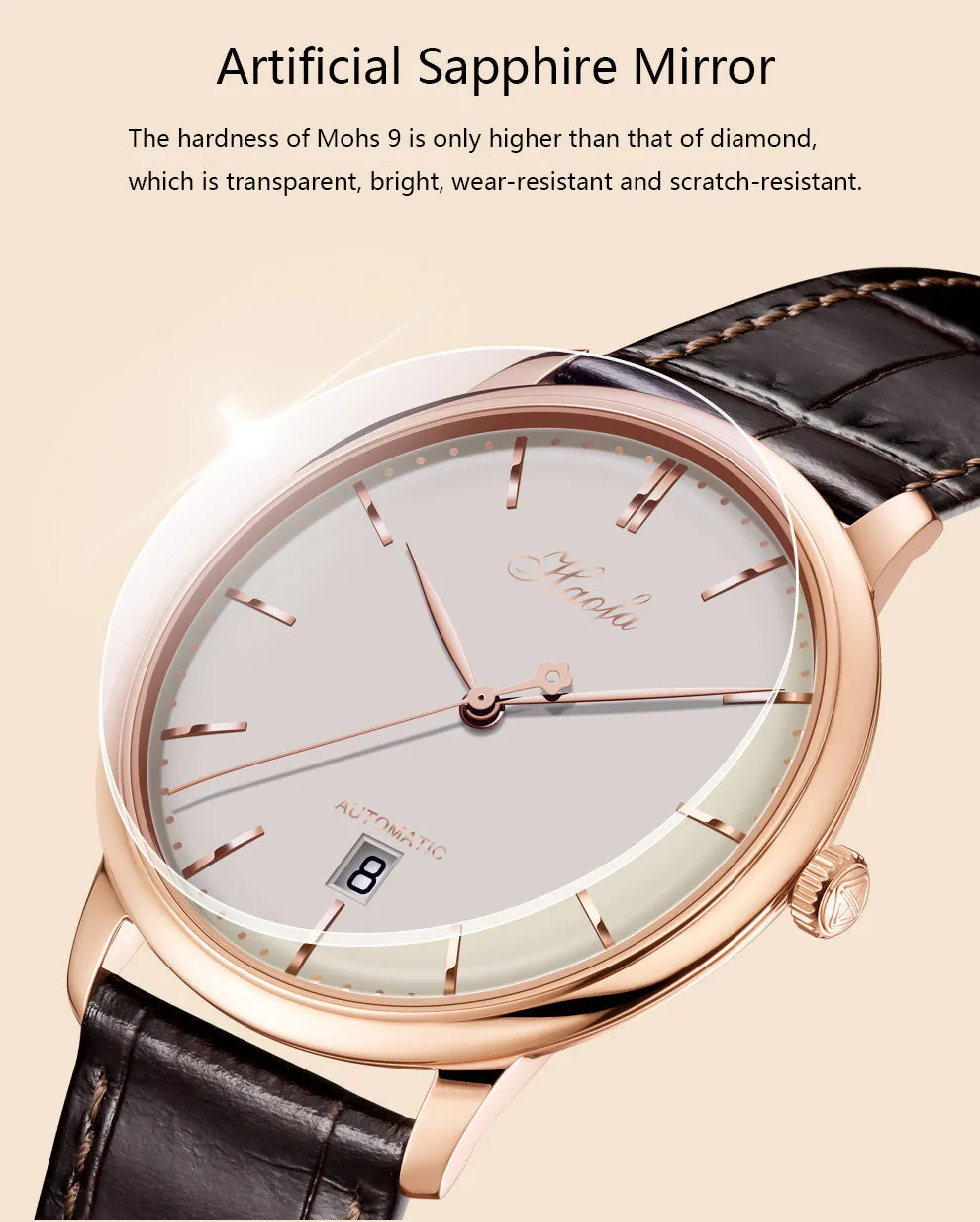 Haofa Automatic Movement Ultra-thin Calendar Watch 1606