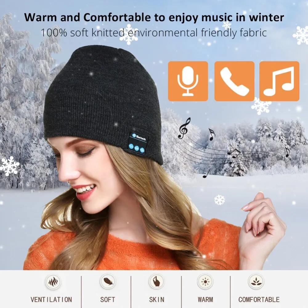 Hat Beanie Bluetooth Wireless Warm Cap Headphones   Gloves