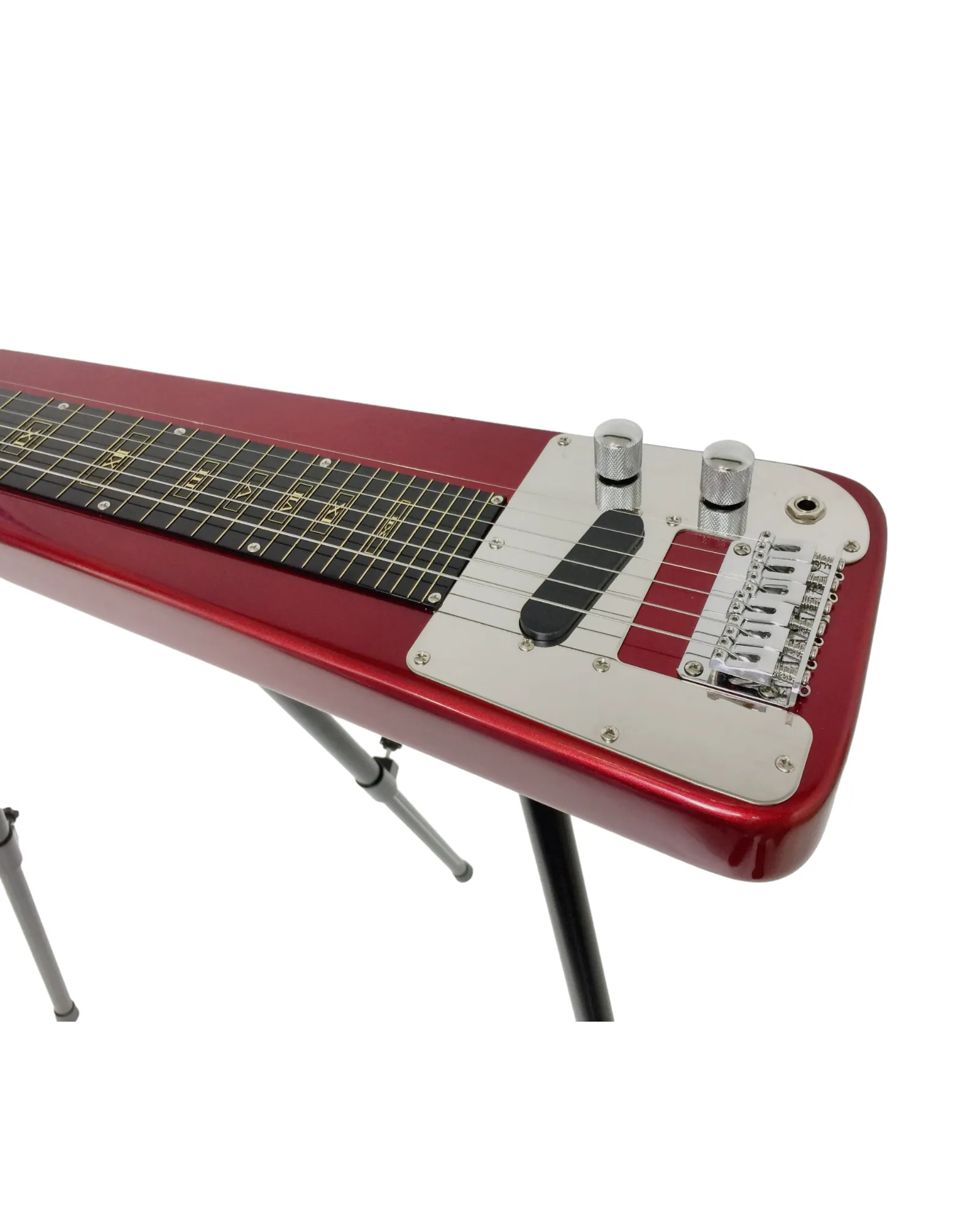 Haze Lap Steel Single Coil Height Adjustable Lap Steel Electric Guitar - Red HSLT1930MRD with Accessories and 10W Amp. (Optional)