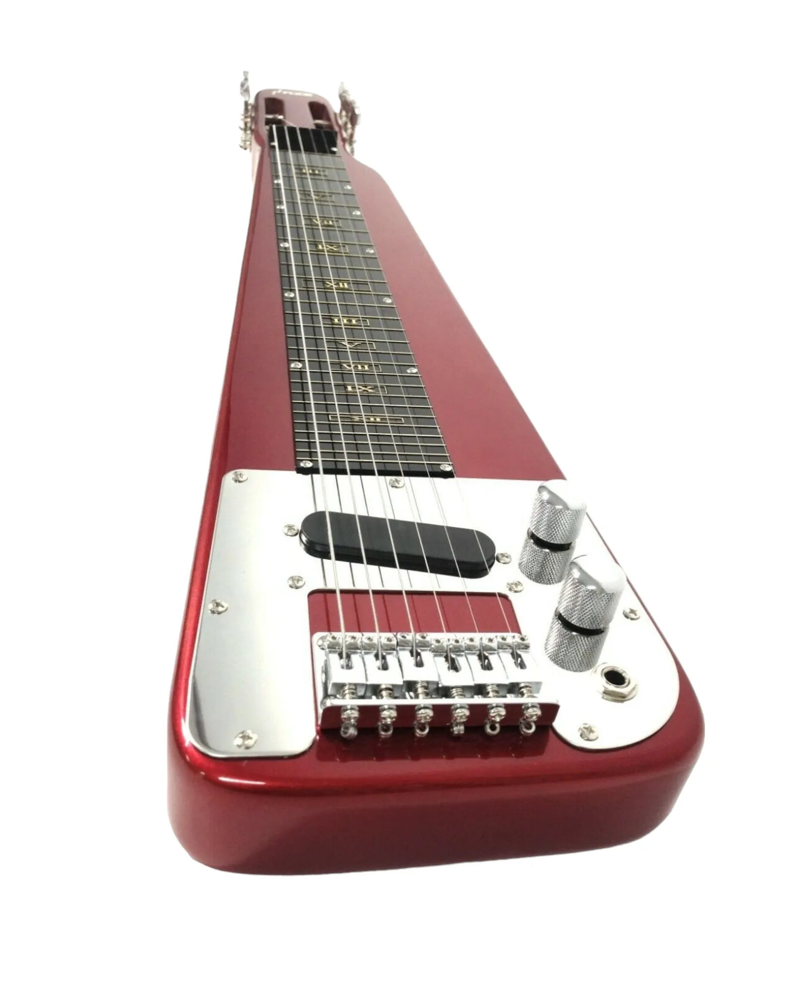 Haze Lap Steel Single Coil Height Adjustable Lap Steel Electric Guitar - Red HSLT1930MRD with Accessories and 10W Amp. (Optional)