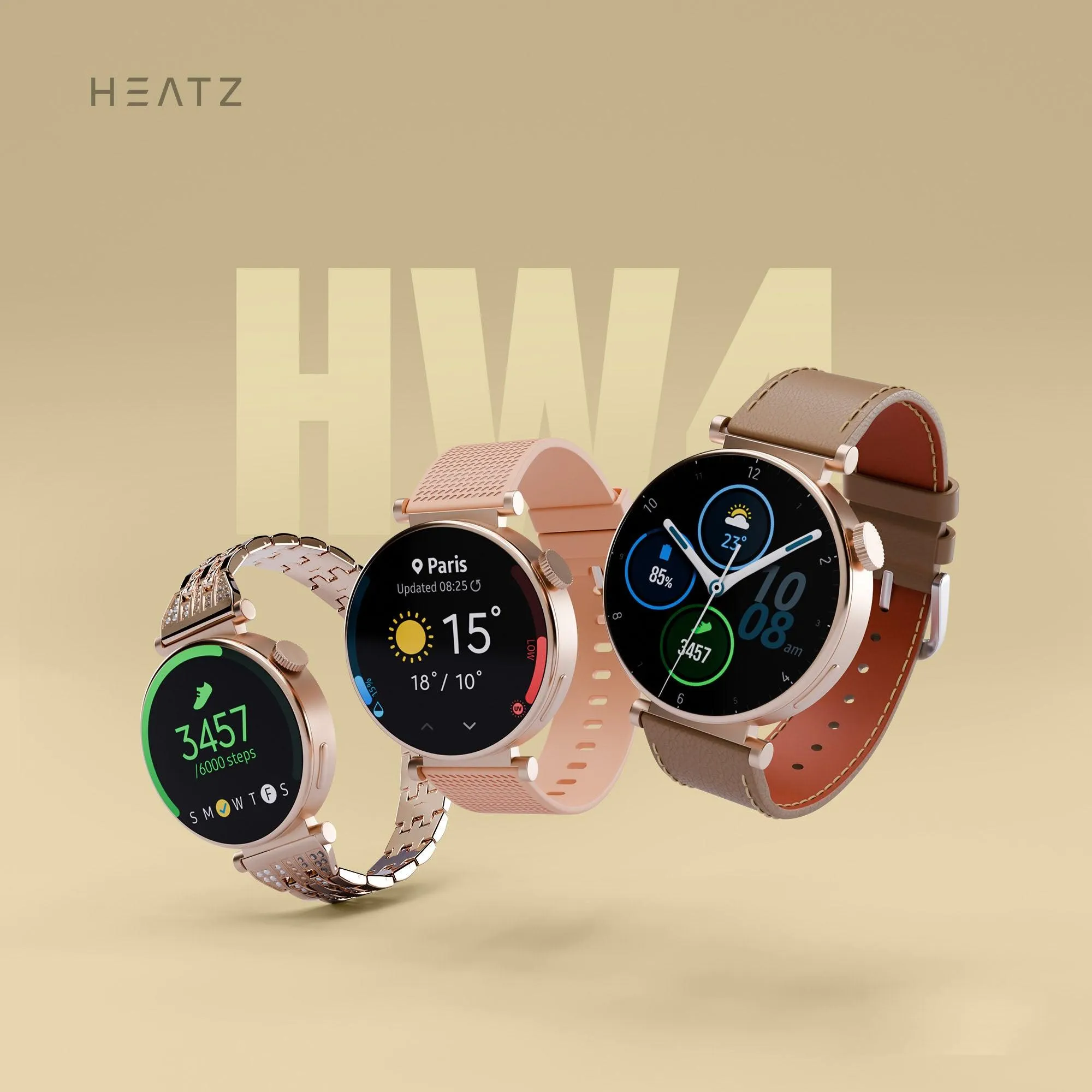 HEATZ Queens Edition Women Smart Watch With 3 Pairs Strap HW4