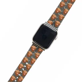 Henry the Highland Cow Black Glitter Smartwatch Strap