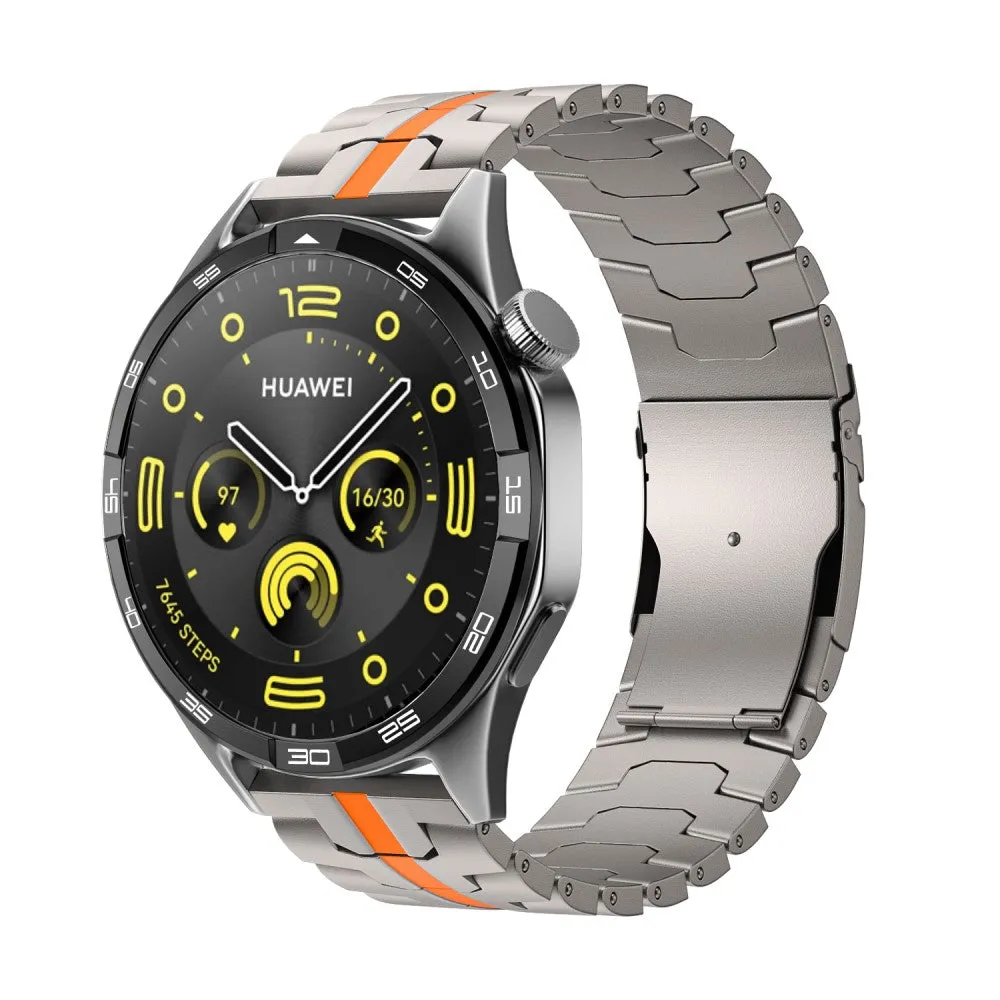 Huawei Watch 4 Pro bracelet made of titanium alloy with tire pattern and butterfly clasp (joint circumference: 220 mm) - Titanium / Orange