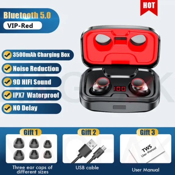 🔥🔥k&F  TWS Bluetooth 5.0 Earphone 3500mAh Charging Box Wireless Headphones Only last 100 set!!!