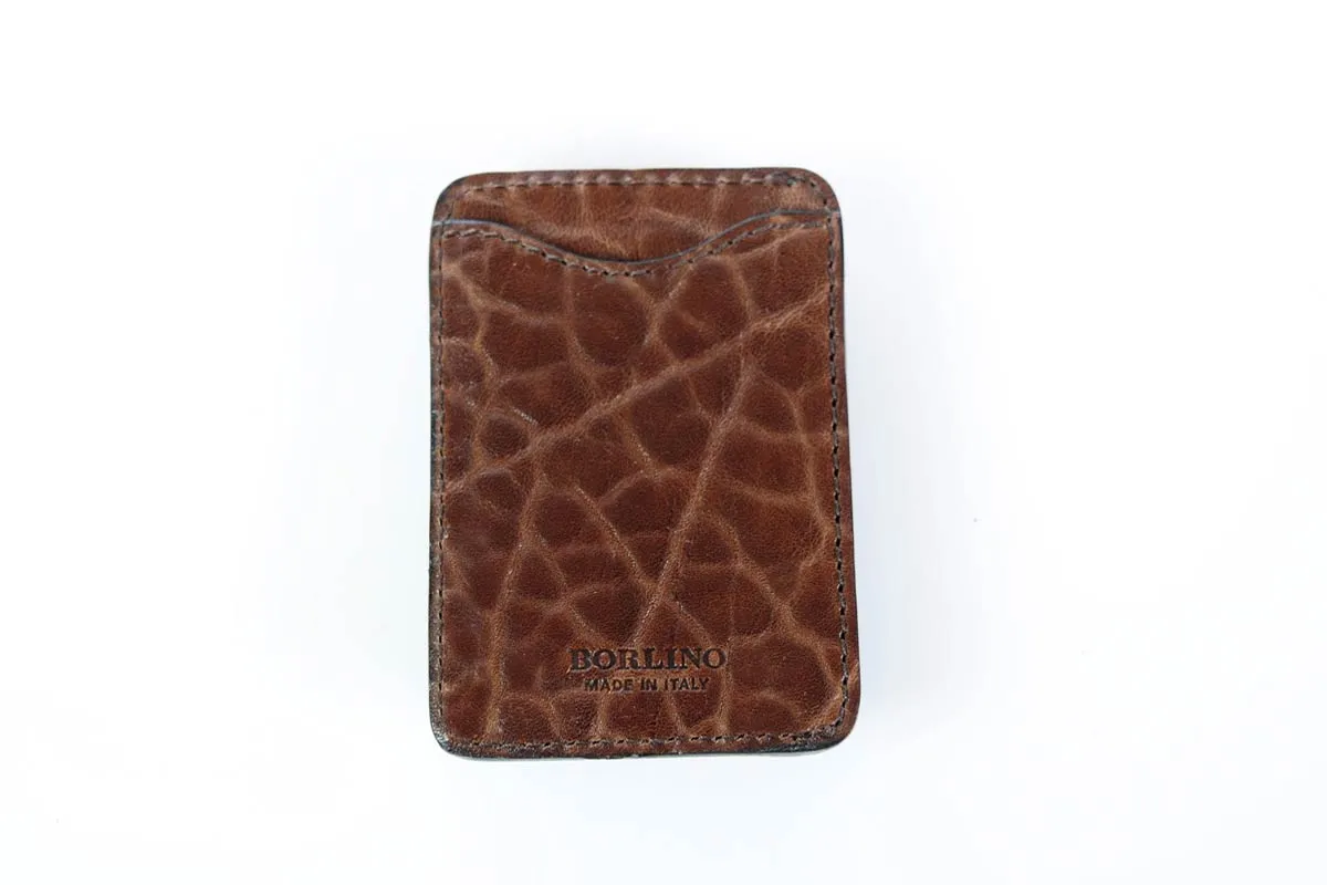 Leather Money Clip Wallet - Buffalo - Walnut Brown