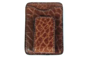 Leather Money Clip Wallet - Buffalo - Walnut Brown