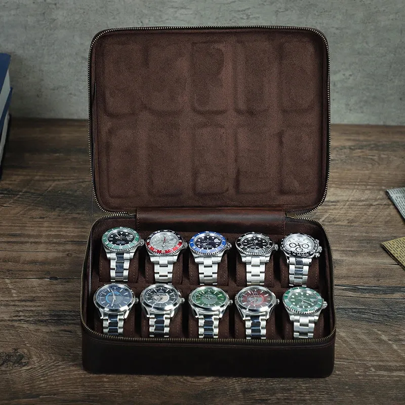 Leather Watch Box for 10 Watches - Free Monogram