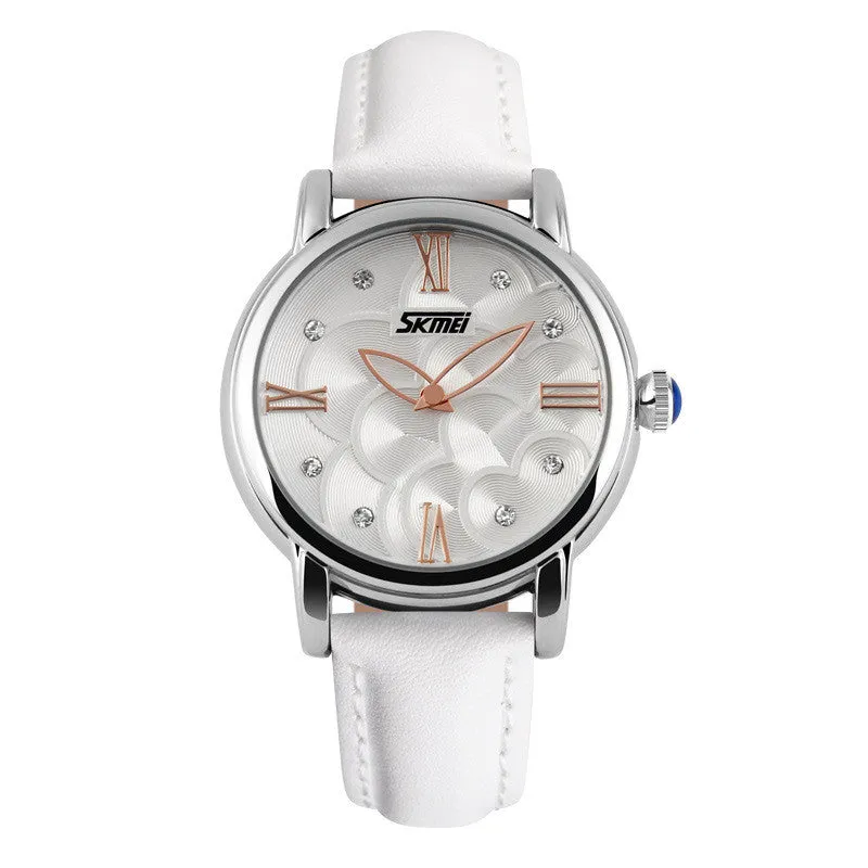 Leather waterproof ladies watch