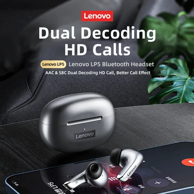 Lenovo LP5 Wireless Bluetooth Earbuds Hifi Music Earphone with Mic Headphones Sports