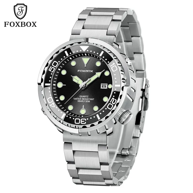 Lige Fashion Mens Watches Foxbox Top Brand Luxury 5ATM Sports Waterproof Quartz Date Luminous Watch