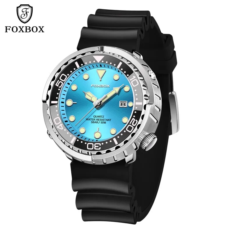 Lige Fashion Mens Watches Foxbox Top Brand Luxury 5ATM Sports Waterproof Quartz Date Luminous Watch