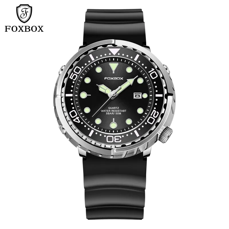 Lige Fashion Mens Watches Foxbox Top Brand Luxury 5ATM Sports Waterproof Quartz Date Luminous Watch