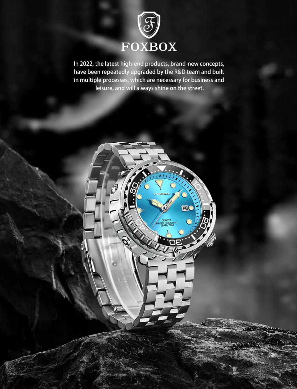 Lige Fashion Mens Watches Foxbox Top Brand Luxury 5ATM Sports Waterproof Quartz Date Luminous Watch