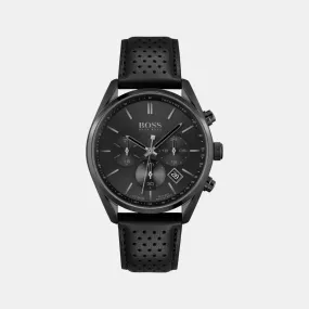 Men Black Leather Chronograph Watch 1513880