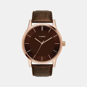 Men Brown Analog Leather Watch TW0TG8300